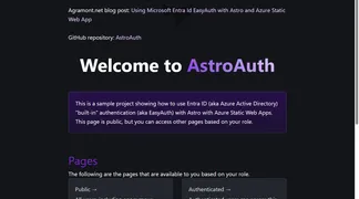 Using Microsoft Entra Id EasyAuth with Astro and Azure Static Web App